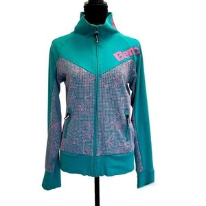 Bench teal blue pink long sleeve high neck zip up jacket Sz L